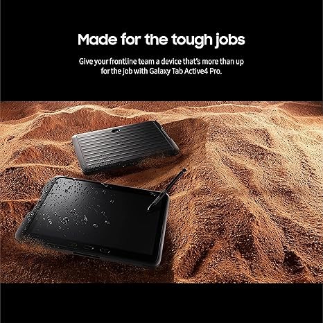 SAMSUNG Galaxy Tab Active4 Pro 10.1” 64GB Wi-Fi Android Work Tablet, LTE Unlocked, 4GB RAM, Rugged Design, Sensitive Touchscreen, Long-Battery Life-for Workers, SM-T630NZKAN20, Black