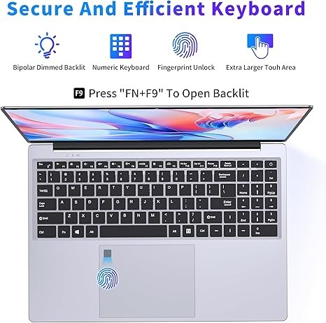 16 Inch Laptop Computer | Gaming Laptop | 16GB RAM 1TB SSD | N100 Processor | FHD 1920 * 1200 | 180 Angle Open | Backlit | BT4 WIFI5 | Windows 11 Pro | Fingerprint Unlock | UHD Graphics 750 MHz
