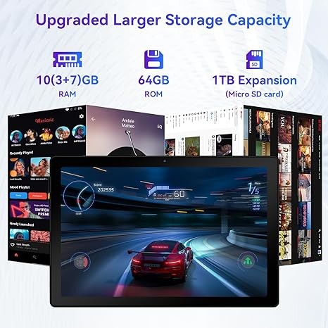 Android 14 Tablet, Octa-Core 10 inch Tablet, 10GB RAM+64GB ROM (Expand to 1TB), Android Tablet with Bluetooth 5.3, WiFi 6, 5MP+8MP Dual Camera, Face ID, 4G Dongle Wireless Internet (White)