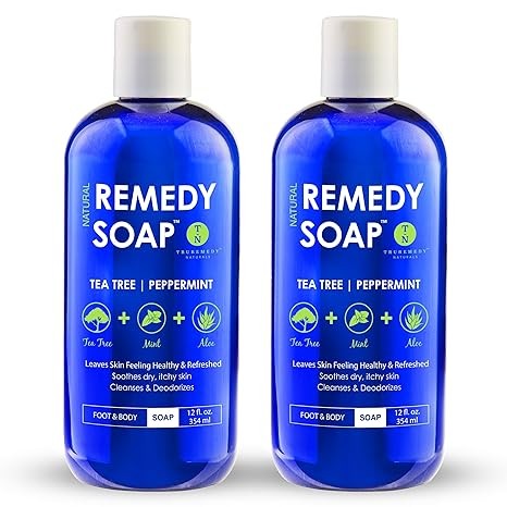 Truremedy Naturals 12oz Tea Tree Oil Body Wash - Pack of 2 - Tea Tree Soap with Aloe and Peppermint Oil - Helps with Strong Odor and Skin Irritations - Moisturizing Foot Wash - For All Skin Types