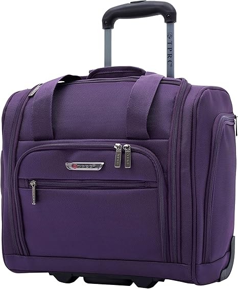 TPRC Smart Under Seat Carry-On Luggage with USB Charging Port, Purple, Underseater 15-Inch