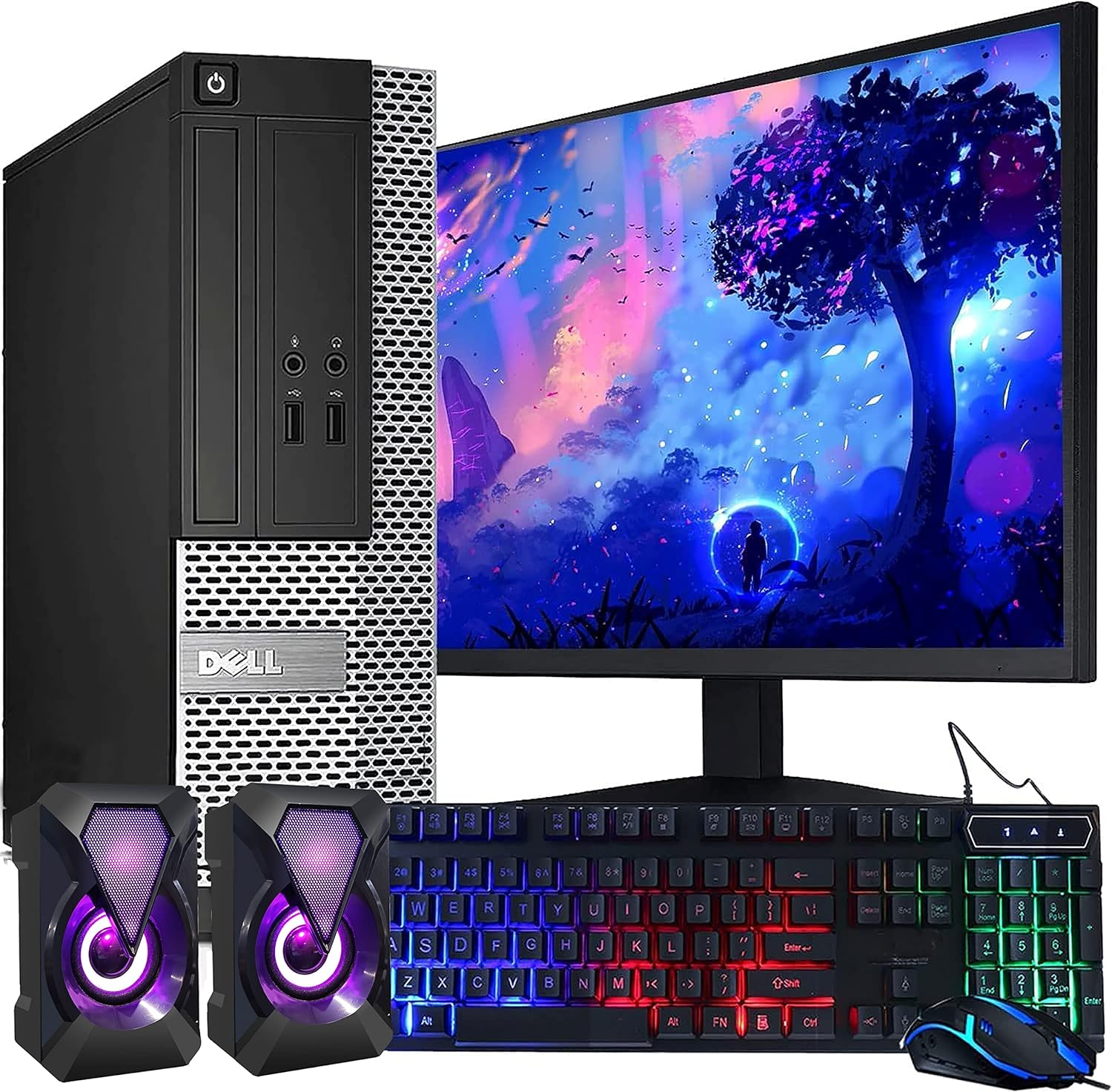 Máy tính để bàn Dell OptiPlex, Intel Core i5 thế hệ thứ 3 3,2 GHz, RAM 16 GB, HDD 2 TB, Màn hình LED 22 inch mới, Bàn phím và chuột RGB, WiFi, Windows 10 Pro (Đã nâng cấp)