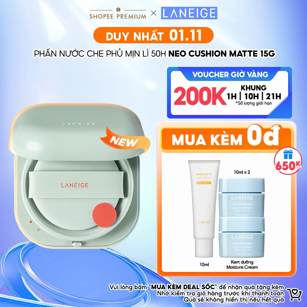 [Phiên bản cải tiến] Phấn Nước Che Phủ Mịn Lì 50H Laneige Neo Cushion Matte 15g