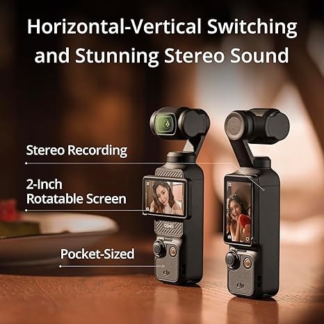 DJI Osmo Pocket 3, Vlogging Camera with 1'' CMOS & 4K/120fps Video, 3-Axis Stabilization, Fast Focusing, Face/Object Tracking, 2" Rotatable Touchscreen, Digital Camera for Photography, YouTube