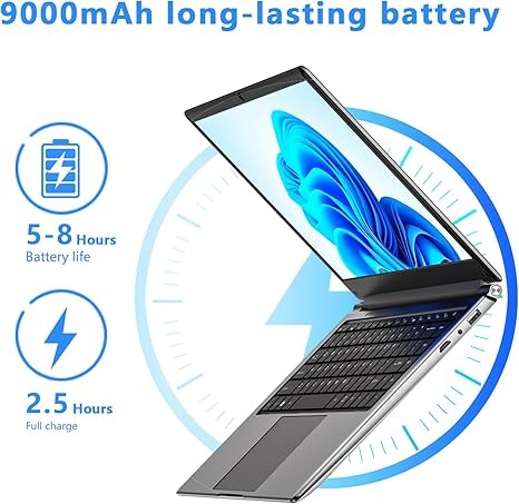 Morostron Laptop 16-inch 8GB DDR 256GB SSD Portable Laptop,Expandable to 1TB Pentium Quad-core CPU up to2.64 GHz 9000mAh Battery Mini HDMI Interface USB3.0 Interface Dual-Band WiFi Webcam Slim laptops