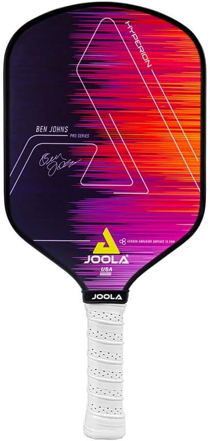 JOOLA Ben Johns Hyperion CAS Pickleball Paddle - Carbon Abrasion Surface with High Grit & Spin, Elongated Handle, Pickle Ball Paddle with Polypropylene Honeycomb Core, USAPA Approved