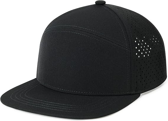 Men Flat Brim Adjustable Performance Hat Snapback Laser Perforated Baseball Cap