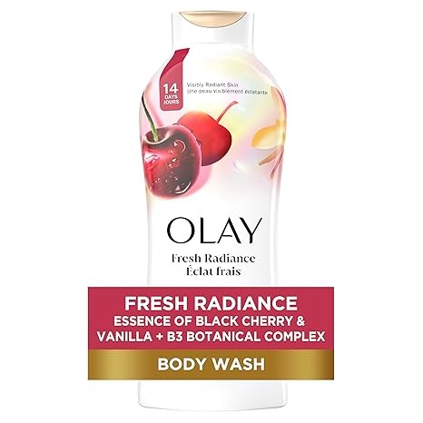 Olay Fresh Radiance Body Wash for Women with Antioxidant Pomegranate Extract, Vitamin B3 Complex, Designed for All Skin Types, Black Cherry & Vanilla Scent, 22 fl oz