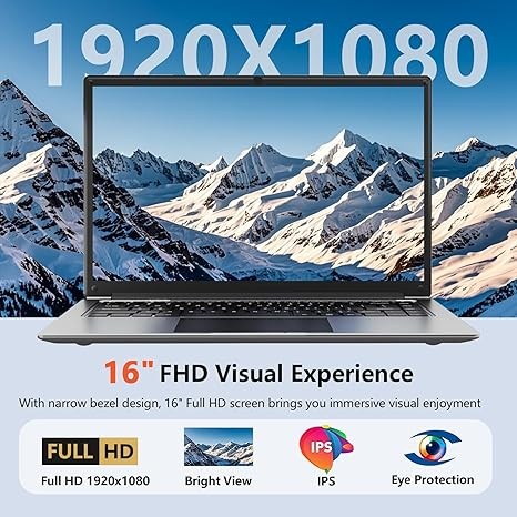Morostron Laptop 16-inch 8GB DDR 256GB SSD Portable Laptop,Expandable to 1TB Pentium Quad-core CPU up to2.64 GHz 9000mAh Battery Mini HDMI Interface USB3.0 Interface Dual-Band WiFi Webcam Slim laptops