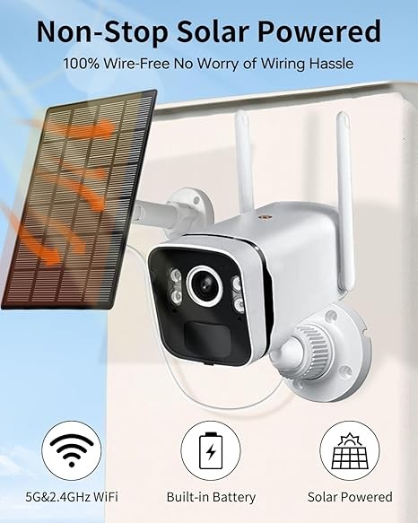 4MP Solar Powered Security Camera Outdoor Wireless System with 10" Monitor, 5G/2.4G WiFi 4PCS Outdoor Battery Camera with Solar Panel10CH Home Security System AI Human Detection 2-Way Audio