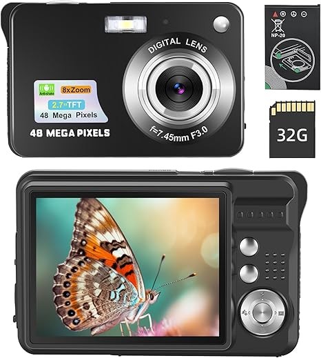 Pocket-Sized Digital Bridge Camera - 4K, 48MP, Face-Detection, 8X Zoom - Perfect for Vlogging and Photography Enthusiasts